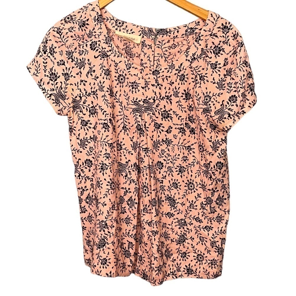 Anthropologie Portrait Of A Girl Pink Floral Silk Top Women's Size 6